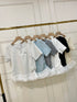 Women Round Neck Lacey Detail Button Down Tops